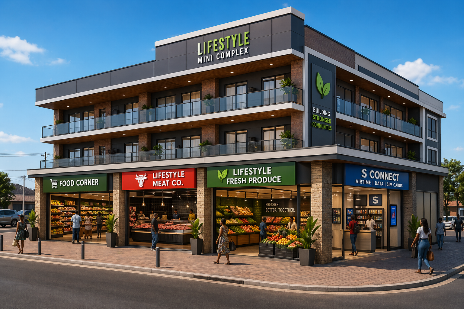 Stratum Lifestyle Mini Complex with food corner, meat co, fresh produce and airtime & data kiosks